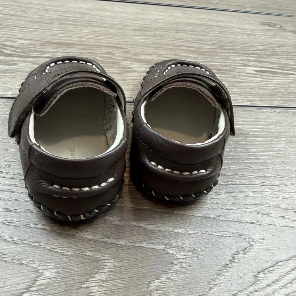 Pediped Unisex Baby Originals Penny Loafer Hook Loop Leather Brown 18-24 Months